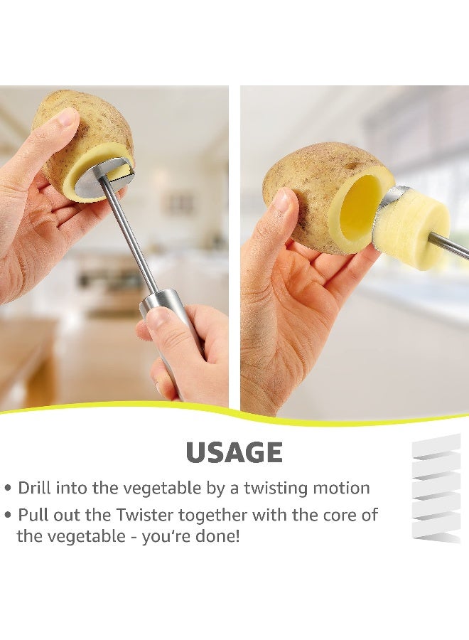 Lurch Germany Twister Stainless Steel Vegetable Drill | Fruit Corer And Veggie Spiralizer Ergonomic Handle With 4 Sizes for Coring and Hollowing out Zucchini, Potatoes, Carrot, Apple - Image 5